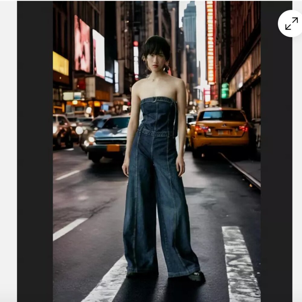 NWT ZARA STRAPLESS TRF DENIM DRESS